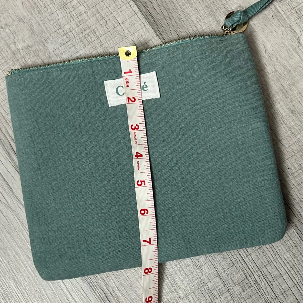 CHLOE Parfum Naturelle Cosmetic Bag Zipped Clutch - Turquoise Cotton Gauze Pouch
